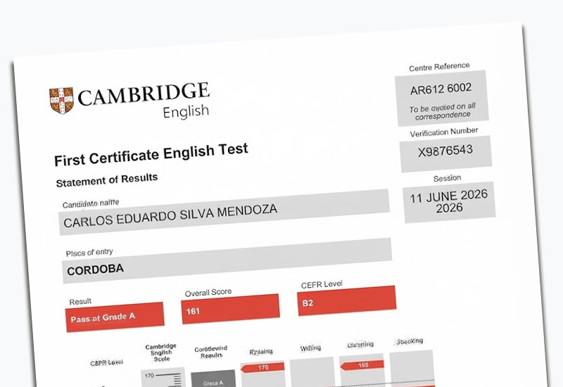 Certificado Cambridge B2 First